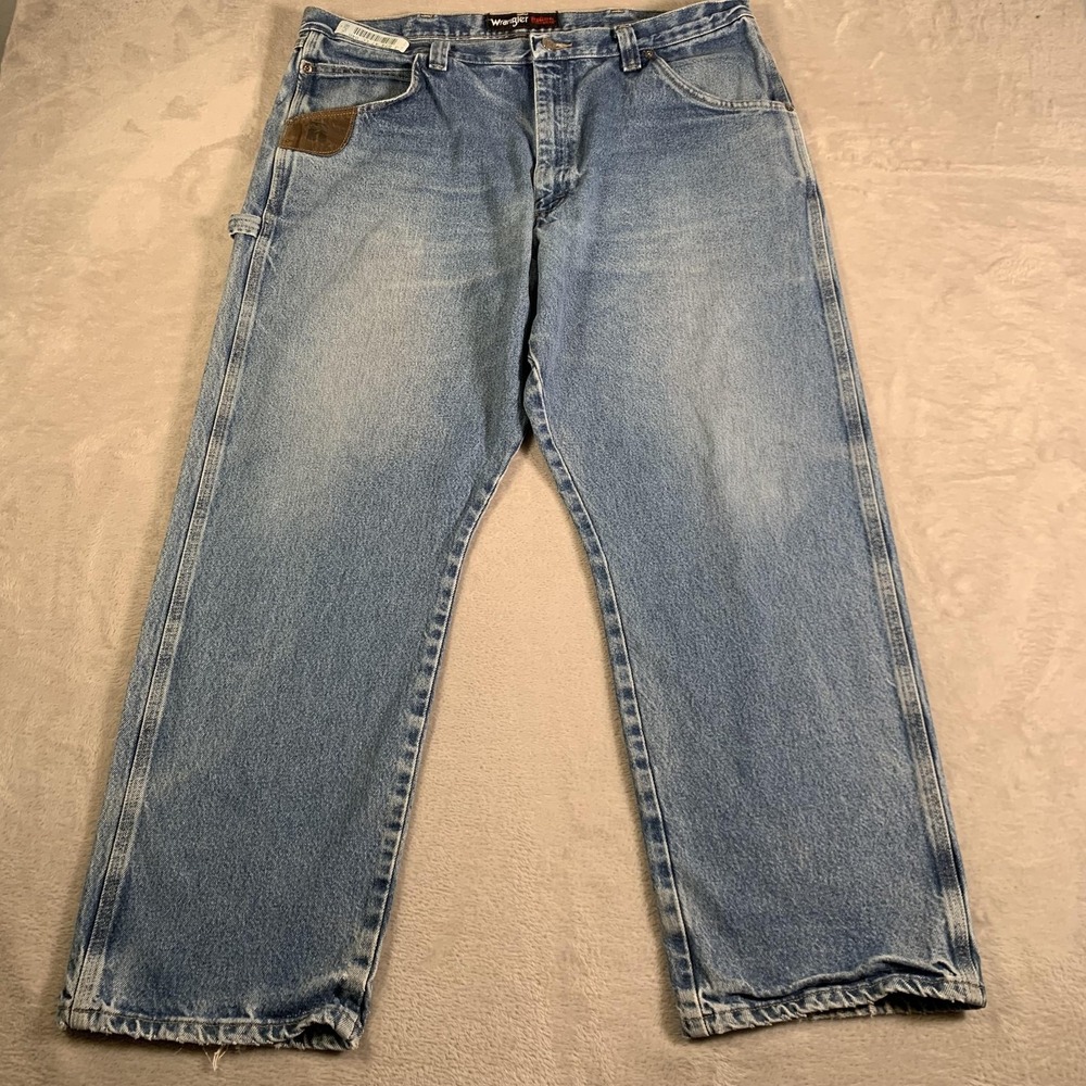 Wrangler Riggs Workwear Jeans Mens 40x30‎ Light Wash Reinforced Pockets 3W001AI